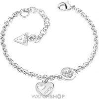 ladies guess rhodium plated heart devotion bracelet ubb82057 l