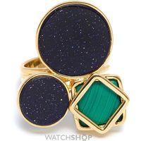 ladies lola rose gold plated malachite blue sandstone garbo cluster ri ...