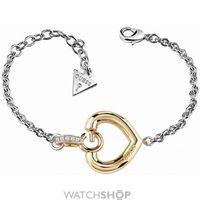 ladies guess two tone steelgold plate gisele bold g heart bracelet ubb ...