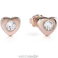 Ladies Guess Rose Gold Plated Little Heart Stud Earrings UBE61085