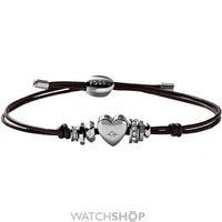 Ladies Fossil Stainless Steel Leather Bracelet - CZ JF00116040