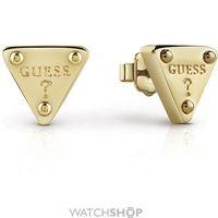 Ladies Guess Gold Plated Logo Triangle Stud Earrings UBE61087