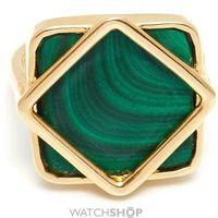 Ladies Lola Rose Gold Plated Malachite Garbo Square Ring 583558