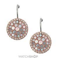 Ladies Fossil Two-Tone Steel and Rose Plate Mother of Pearl Disc Earrings JF01737791