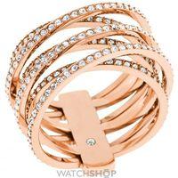 ladies michael kors pvd rose plating statement crossover ring size l5  ...