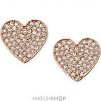 Ladies Fossil Rose Gold Plated Vintage Glitz Heart Earrings JF02676791