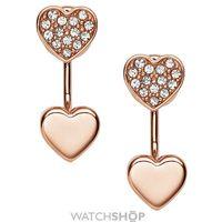Ladies Fossil Rose Gold Plated Heart Earrings JF02282791