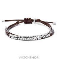 ladies fossil silver plated leather bracelet ja6379040