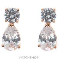 ladies anne klein rose gold plated cubic zirconia double earrings 6041 ...