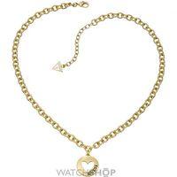 Ladies Guess Gold Plated G Girl Coin Heart Necklace UBN51431
