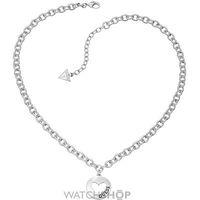 Ladies Guess Rhodium Plated G Girl Coin Heart Necklace UBN51430