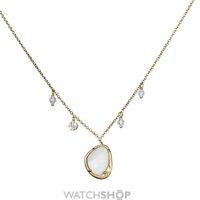 Ladies Shimla PVD Gold plated Necklace With White Agate and Cz SH624