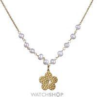 Ladies Shimla PVD Gold plated Flower Necklace With Pearls and Cz SH637