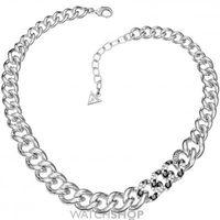 Ladies Guess Rhodium Plated Urban Jungle Pave Curb Necklace UBN51456