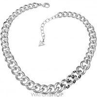 ladies guess rhodium plated urban jungle pave curb necklace ubn51456