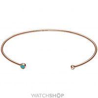 Ladies Fossil Rose Gold Plated Turquoise Torque Bangle JF02641791