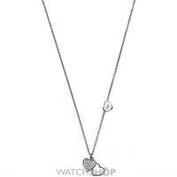 ladies emporio armani sterling silver pave hearts necklace eg3331040