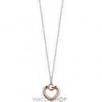 ladies guess two tone steel and rose plate gisele bold g heart nacklac ...