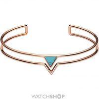 Ladies Fossil Rose Gold Plated Turquoise Torque Bangle JF02643791