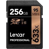 lexar 256gb 633x 95mbsec professional uhs 1 sdxc card