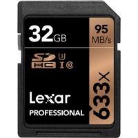 lexar 32gb 633x 95mbsec professional uhs 1 sdhc card