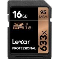 lexar 16gb 633x 95mbsec professional uhs 1 sdhc card