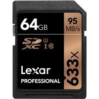 lexar 64gb 633x 95mbsec professional uhs 1 sdxc card