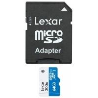 lexar micro sdxc memory card 45mbs 300x uhsi class 10 sd adap 64gb