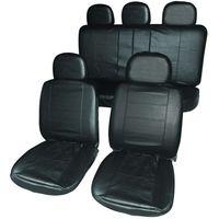 Leather Look Seat Cover Set with Zipper Split Rears & 5 Headrest Cover