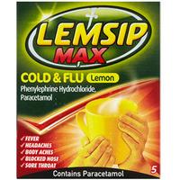 lemsip max cold flu lemon 5 sachets