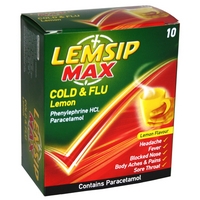 lemsip cold flu max strength lemon sachets 10