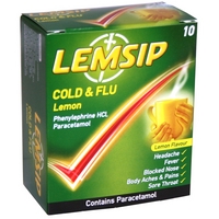 lemsip cold and flu original lemon 10