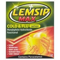 lemsip max cold flu strength lemon flavour sachets 10s