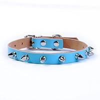 Leather Solid Color Dog Collar for Small and Medium Dogs Pink Red Coffee Black Blue