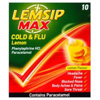 Lemsip Max Cold and Flu Lemon 10pk