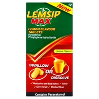 Lemsip Max Lemon Flavour Tablets 12 Tablets