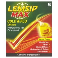 lemsip max cold flu lemon 10 sachets