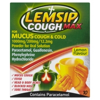 Lemsip Cough Max for Mucus Cough & Cold Lemon Flavour - 10 Sachets