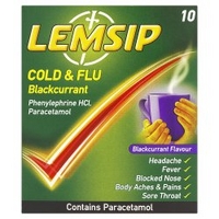 Lemsip Cold & Flu Blackcurrant x 10 Sachets