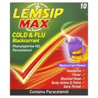 lemsip max cold flu blackcurrant flavour 10 sachets