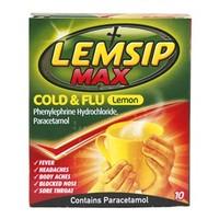 Lemsip Max Cold &amp; Flu Lemon 10 sachets