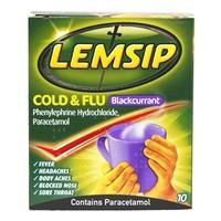 Lemsip Cold &amp; Flu Blackcurrant 10 sachets