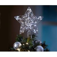 LED Glitter Star Tree Topper, Silver, Metal and Plastic