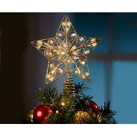 LED Glitter Star Tree Topper, Gold, Metal and Plastic