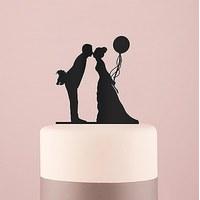 Leaning in Silhouette Acrylic Cake Topper - Black