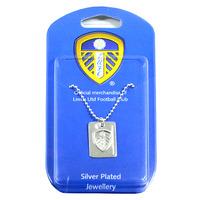 Leeds United F.c. Silver Plated Dog Tag & Chain
