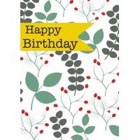 leaves and berries happy birthday card cg1156