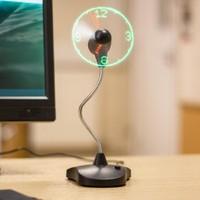 led usb clock fan with stand