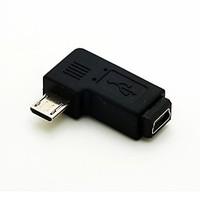 Left Angled 90 degree Micro USB Male to Mini USB Female Extension Adapter Conventer