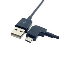 Left Angled 90 Degree Micro USB Male to USB Data Charge Cable for Mobile Phone Tablet 200cm Black/White